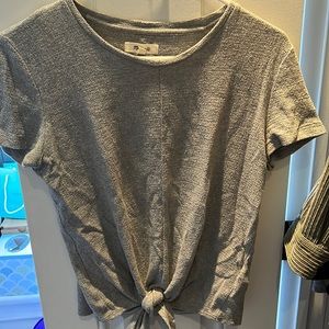 Madewell grey front tie shirt